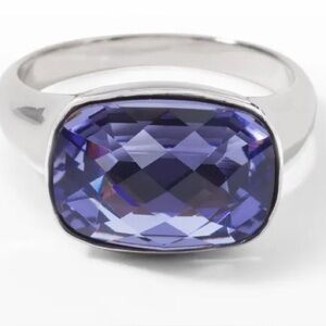 Touchstone Crystal Silver Ring with Blue Gem